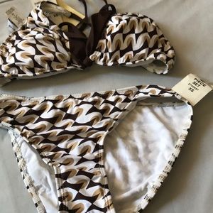 NWT Trina Turk 2-piece Bikini Top & Bottom XS B/W